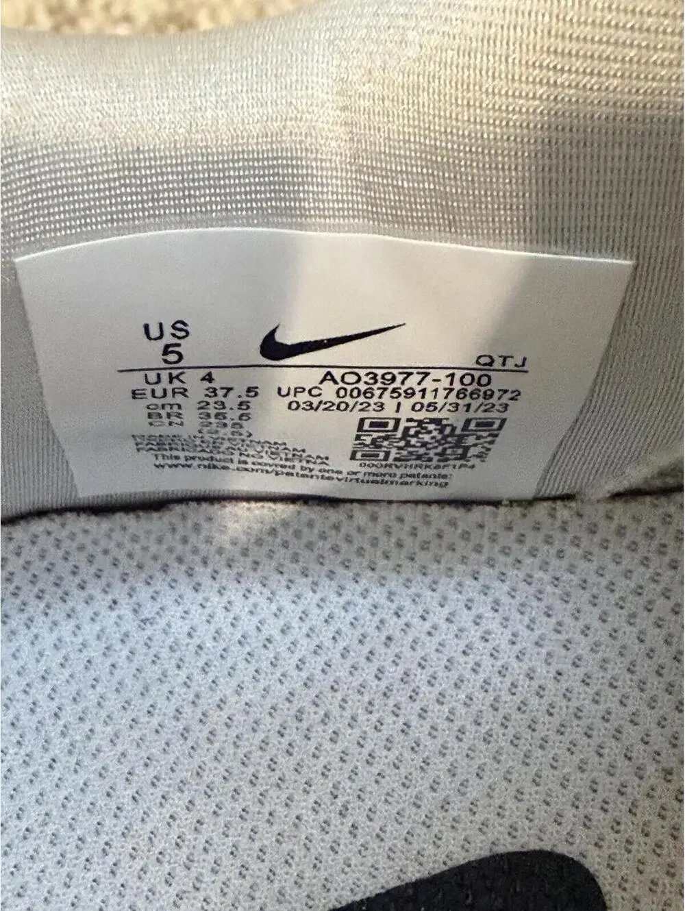 Nike Air Force 1 Low '07 Premium Just Do It White‎ Orange Boys Size 5